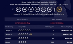 Kết quả xổ số Vietlott hôm nay 7/4/2018: Jackpot hơn 317 tỷ lại “đung đưa”