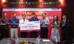 Vietlott trao giải Jackpot 21 tỷ cho khách hàng tới từ Hà Nội