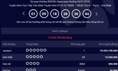Vị khách may mắn trúng độc đắc Jackpot hơn 75 tỷ đồng