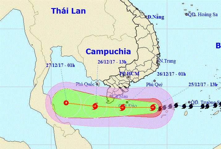 Sáng 26/12, bão số 16 đổ bộ vùng ven biển từ Trà Vinh đến Cà Mau