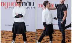 Nam Trung mặc váy xếp ly đi casting Vietnam's Next Top Model