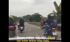 Nhóm 'phượt thủ' đi chậm, dàn hàng ngang chắn ô tô trên đường