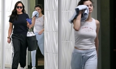 Selenza Gomez vẫn rạng rỡ dù để mặt mộc và mướt mát mồ hôi xuống phố