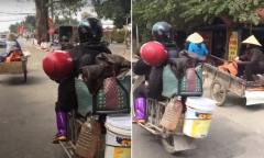 Video: Thót tim cảnh chồng chở vợ ngủ gật trên xe máy