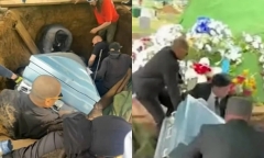 Clip: Quan tài bất ngờ rơi thẳng xuống huyệt, suýt chôn vùi đoàn người khiêng
