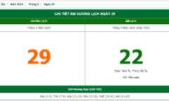 Xem lịch âm hôm nay 29/7/2024 - Âm lịch hôm nay 29/7 chuẩn nhất
