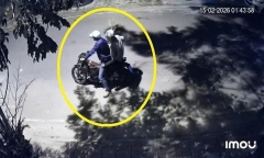 Clip: Hai thanh niên đi xe máy ngang nhiên trộm cây mai tiền triệu giữa đêm 