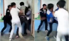 Xôn xao đoạn video học sinh dồn thầy giáo vào góc lớp đánh hội đồng