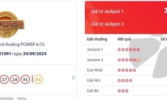 Vietlott ngày 26/9 - Kết quả XS Vietlott hôm nay - XS Power 6/55 ngày 26/9