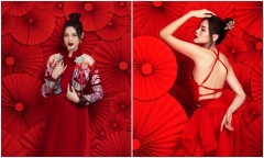Hoa hậu Đỗ Hà diện yếm đỏ, khoe lưng trần gợi cảm trong bộ ảnh Tết