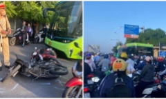 Tai nạn liên hoàn ở Hà Nội đúng giờ cao điểm, tuyến đường qua cầu Chương Dương ùn tắc kéo dài