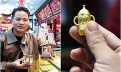 Chồng mua bình sữa vàng tặng vợ ngày vía Thần Tài 