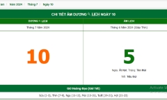 Xem lịch âm hôm nay 10/7/2024 - Âm lịch hôm nay 10/7 chuẩn nhất