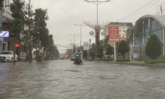 Quảng Ngãi mưa như trút nước, nhiều tuyến đường biến thành sông