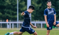 Đồng đội Pau FC chào đón Quang Hải trong ngày trở lại tập luyện 