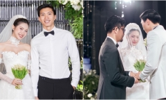 Doãn Hải My bật khóc, Đoàn Văn Hậu ân cần lau nước mắt cho vợ trong tiệc cưới ở khách sạn 5 sao