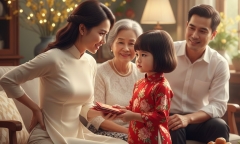 Con gái 6 tuổi nhận lì xì Tết liền đưa cho mẹ, nói một câu khiến ai nấy ngỡ ngàng
