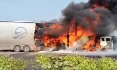 Clip: Container bốc cháy 