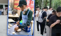Sinh viên xếp hàng 100m ủng hộ chủ sạp bánh, biết nguyên nhân ai cũng thán phục