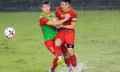 Lương Xuân Trường chấn thương sau va chạm với Đỗ Duy Mạnh trên sân tập