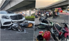 Vụ Mercedes tông loạt xe máy ở Thủ Đức: Nữ tài xế tinh thần hoảng loạn, có nồng độ cồn