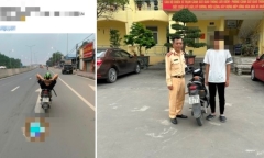 Triệu tập nam sinh nằm ngửa điều khiển xe máy điện ở Hải Phòng