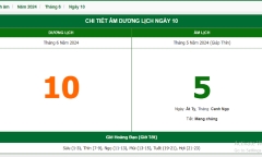 Xem lịch âm hôm nay 10/6/2024 - Âm lịch hôm nay 10/6 chuẩn nhất