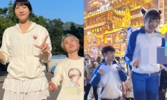 Chàng trai 1,68 m yêu cô gái cao 2,2m gây