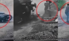 Clip: Cố băng qua đường ray khi tàu hỏa sắp đến, người đàn ông bị tông tử vong