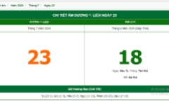 Xem lịch âm hôm nay 23/7/2024 - Âm lịch hôm nay 2/7 chuẩn nhất