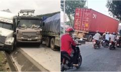 Tin tức tai nạn giao thông mới nhất ngày 8/12: Xe Container tông dải phân cách lao qua làn xe máy trên Quốc lộ 22