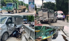 Hiện trường vụ tai nạn ở Hoài Đức, 4 người tử vong