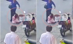Clip: Phẫn nộ cảnh mẹ dùng chân đạp, đá con gái giữa đường, mặc tiếng van xin 