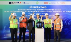 Robot chính thức khoan hầm đoạn tuyến đi ngầm đường sắt Nhổn - ga Hà Nội