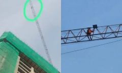 Hy hữu: Người đàn ông chênh vênh trên cần cẩu cao 126 mét do mộng du
