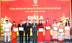 Tạp chí Đời sống và Pháp luật đạt giải A - Giải Báo chí toàn quốc về ngành Tư pháp