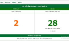 Xem lịch âm hôm nay 2/8/2024 - Âm lịch hôm nay 2/8 chuẩn nhất