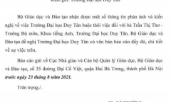Bộ GD&ĐT yêu cầu ĐH Duy Tân báo cáo vụ sa thải nữ giảng viên phát ngôn sai về COVID-19