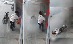 Đi đường thấy cửa hàng cháy, người đàn ông khuyết tật bất chấp nguy hiểm để làm một việc