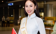 Đoàn Hồng Trang duyên dáng trong tà áo dài trắng lên đường dự thi Miss Global 2022