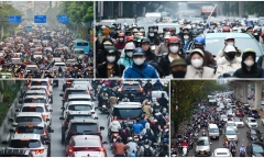 Đường phố Hà Nội ùn tắc, người dân chật vật di chuyển trong ngày đi làm đầu tiên năm 2024