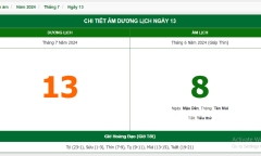 Xem lịch âm hôm nay 13/7/2024 - Âm lịch hôm nay 13/7 chuẩn nhất
