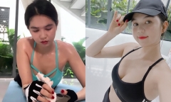 Ngọc Trinh khoe hình luyện tập mướt mồ hôi, gặp cả chấn thương vì nỗ lực lấy lại vòng eo 56