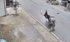 Clip: Nam thanh niên phóng xe máy tông liên tiếp 3 người đi đường ở Tuyên Quang