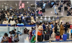 Người dân chen chân ở Sân bay Tân Sơn Nhất, chật vật chờ đợi những chuyến bay bị delay ngày 24 Tết