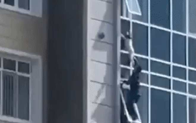 Clip giải cứu bé gái 3 tuổi cheo leo trên cửa sổ tầng 8 khiến nhiều người 