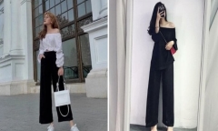 Mix đồ đẹp với quần ống rộng màu đen