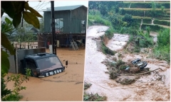 Hà Giang: Mưa lớn gây ngập úng cục bộ tại nhiều nơi, 3 xe máy bị cuốn trôi