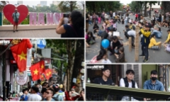 Người Hà Nội xuống phố từ trưa kiếm chỗ đẹp xem Countdown chào năm mới, Hồ Gươm chật như nêm