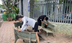 Vụ 70 ghế đá bị phun sơn quảng cáo cá độ: 3 thanh niên phải khắc phục hậu quả 